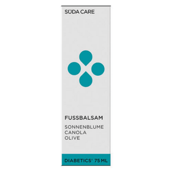 Süda Care Diabetics Foot Balsam 75ml - Εικόνα συσκευασίας σε κουτί.