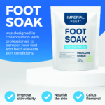 Imperial Feet Foot Soak 450g με πλεονεκτήματα όπως βελτίωση της υγείας του δέρματος, ενυδάτωση και αφαίρεση σκληρύνσεων.