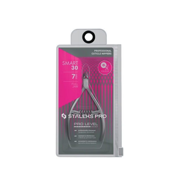 Συσκευασία πενσακίου επωνυχίων STALEKS PRO SMART 30 7mm με ένδειξη σειράς και μήκους λεπίδας.