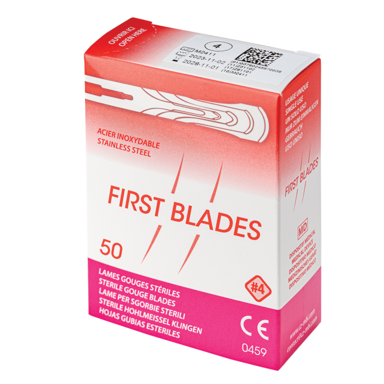 Συσκευασία 50τμχ First Blades με λεπίδες κοίλης σμίλης #4 – επαγγελματική χρήση σε κάλους και σκληρύνσεις