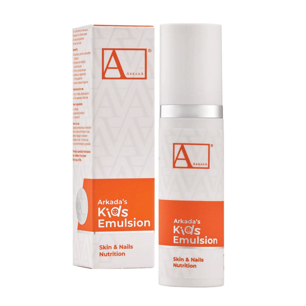Arkada’s Kids Emulsion 15ml με εξωτερική συσκευασία – πορτοκαλί και λευκός σχεδιασμός