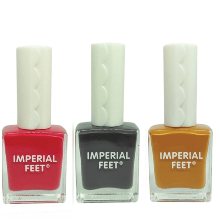 Imperial Feet Σετ 3 θεραπευτικών βερνικιών για μύκητες νυχιών – coral coffee pumpkin