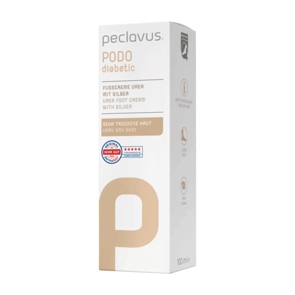 Συσκευασία της κρέμας ποδιών Peclavus PODOdiabetic με ουρία και MicroSilver BG
