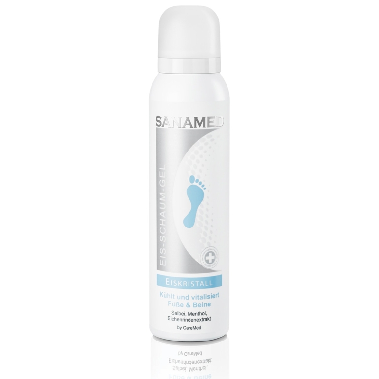 SanaMed Ice-Crackling Spray Eiskristall 150ml – Δροσιστικό spray ποδιών με φασκόμηλο, εκχύλισμα φλοιού δρυός και μενθόλη, για ζεστά και κουρασμένα πόδια