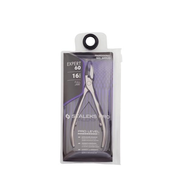 Συσκευασία πενσακίου νυχιών STALEKS PRO EXPERT 60 16mm με αναγραφόμενα χαρακτηριστικά.