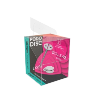 Συσκευασία STALEKS PRO PODODISC XS EXPERT 10mm με μακρύ στέλεχος και 5 ανταλλακτικά pads 180 grit.