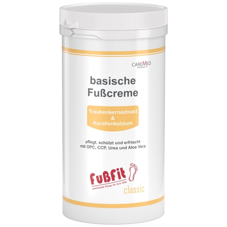 CareMed FußFit Αλκαλική Κρέμα Ποδιών & Γαμπών Καμπίνας 450ml – δοχείο προϊόντος