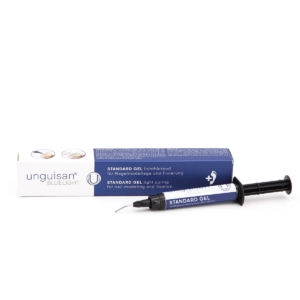 Σύριγγα Unguisan® Standard Blue Light Gel 3ml με συσκευασία για επαγγελματική ορθονυχία