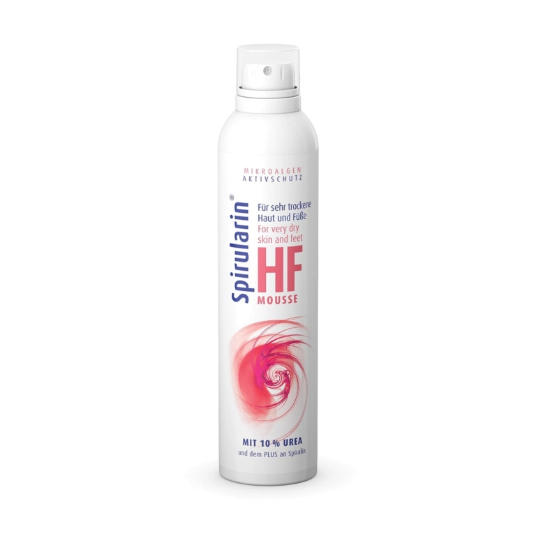 Spirularin HF Mousse Plus 300 ml – Αφρός καμπίνας για πολύ ξηρό δέρμα και πόδια με 10% ουρία, Spiralin® και Αλόη. Παρέχει ενυδάτωση, προστασία και υποστήριξη του δερματικού φραγμού.