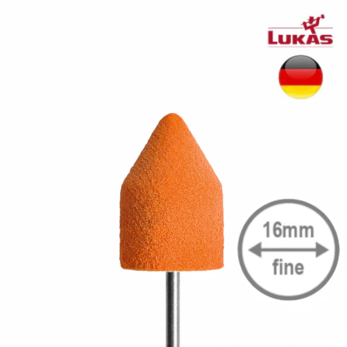 lukas-sk-podo-abrasive-caps-16mm-320grit-pointed-orange-podiatry-A21100163320 LUKAS SK PODO Καπελάκια Ποδολογίας 16mm 320 Grit Μυτερά Πορτοκαλί