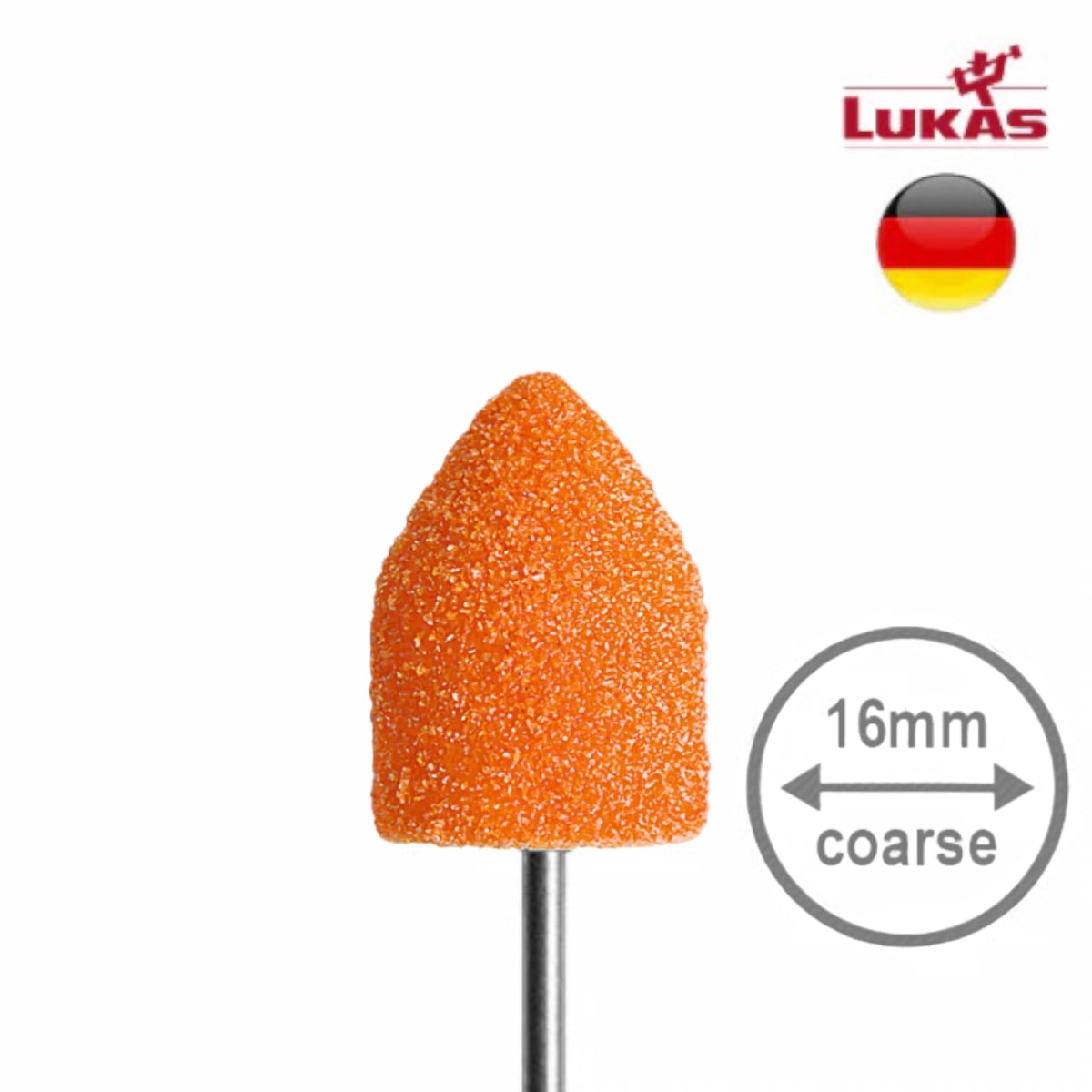 lukas-sk-podo-abrasive-caps-16mm-80grit-pointed-orange-podiatry-A21100163080 LUKAS SK PODO Καπελάκια Ποδολογίας 16mm 80 Grit Μυτερά Πορτοκαλί