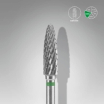 Λεπτομέρεια κεφαλής φρέζας καρβιδίου Staleks Pro 4mm πράσινη χάραξη