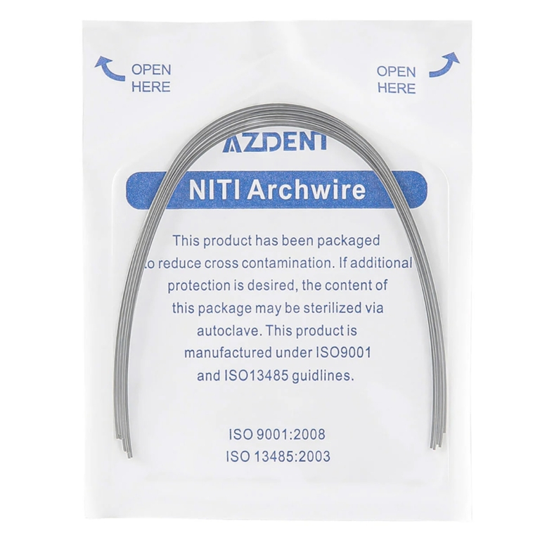 Συσκευασία AZDENT Σύρματα Ορθονυχίας NiTi Archwire 0.014 ιντσών (10τμχ)