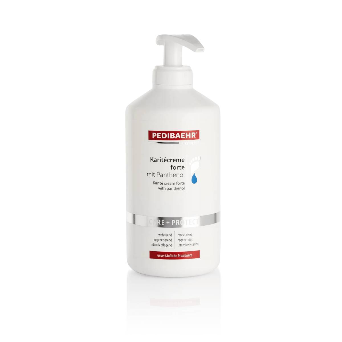 pedibaehr-karitecreme-forte-panthenol-krema-podiwn-500ml-11552 Λευκή φιάλη με αντλία της ενισχυμένης κρέμας ποδιών PEDIBAEHR Karitécreme forte 500ml.
