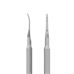 Λεπτομέρεια του ευθέος και του κυρτού άκρου της λίμας Staleks Pro Expert 60/3.