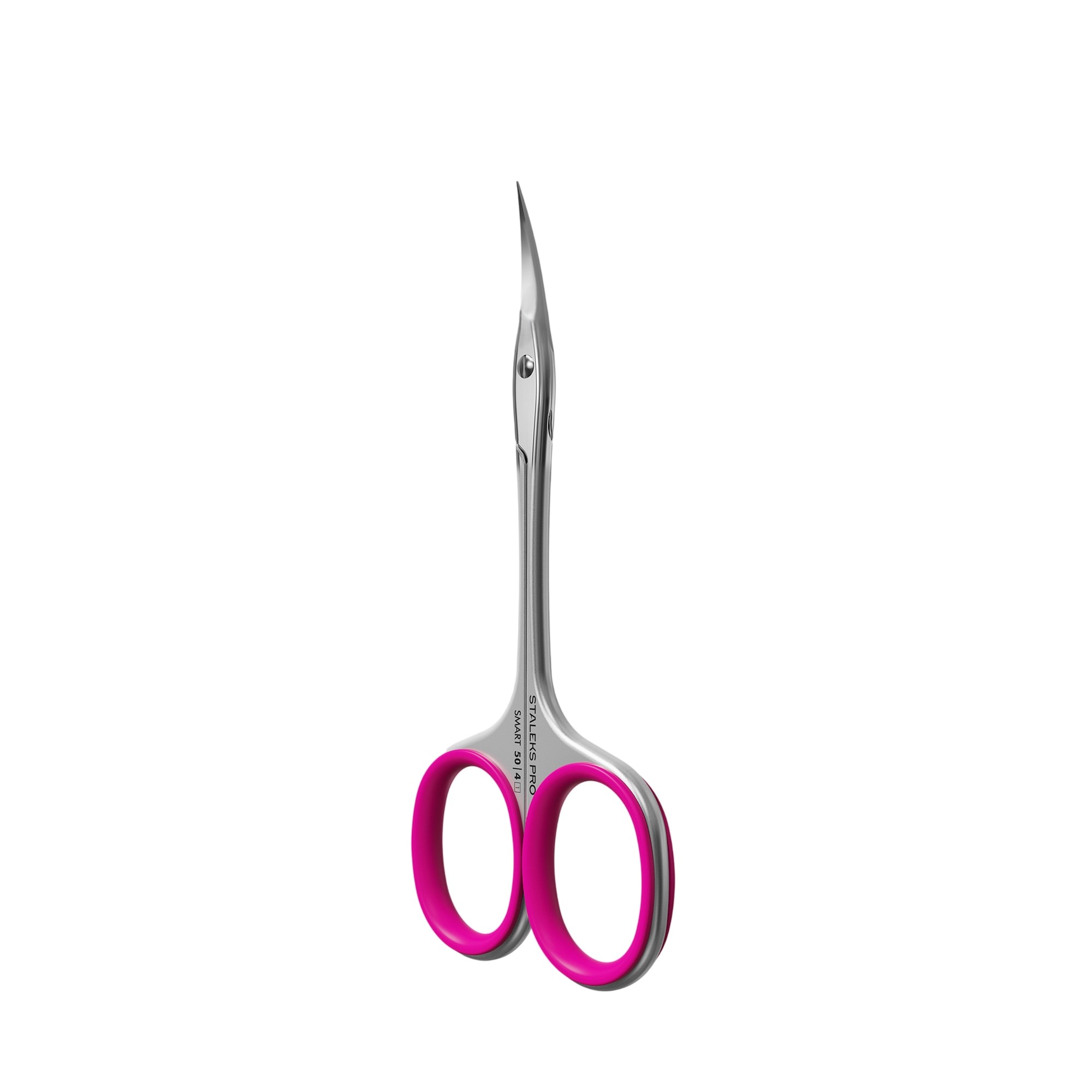 staleks-pro-smart-50-4-cuticle-scissors-pink-silicone-XL-SS-50-4 Επαγγελματικό ψαλιδάκι επωνυχίων Staleks Pro Smart 50 Type 4 με ροζ λαβές σιλικόνης σε μέγεθος XL.