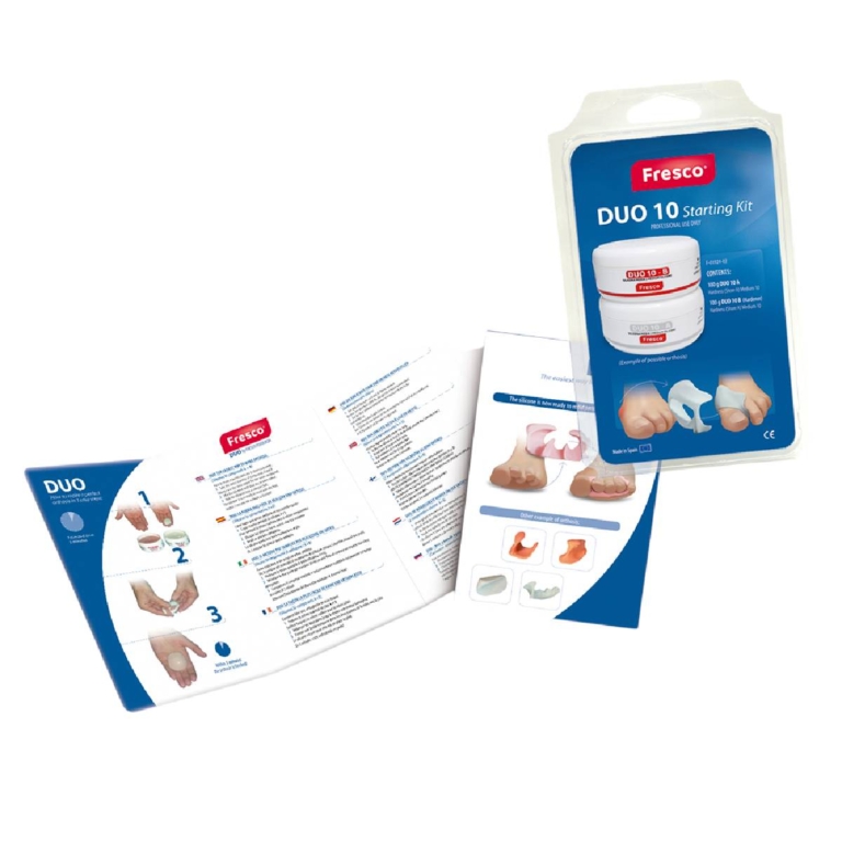 Fresco Duo 10 Starting Kit σιλικόνη ποδολογίας δύο συστατικών Shore A 10–12 100g + 100g με οδηγίες χρήσης