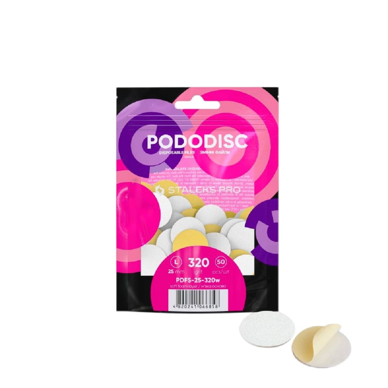 STALEKS PRO Ανταλλακτικά Pads PODODISC L 25mm 320 Grit PDFS-25-320w σε συσκευασία 50 τεμαχίων