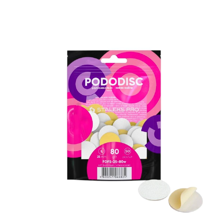 STALEKS PRO Ανταλλακτικά Pads PODODISC L 25mm 80 Grit PDFS-25-80w σε συσκευασία 50 τεμαχίων