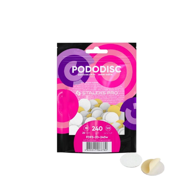 STALEKS PRO Ανταλλακτικά Pads PODODISC M 20mm 240 Grit PDFS-20-240w σε συσκευασία 50 τεμαχίων
