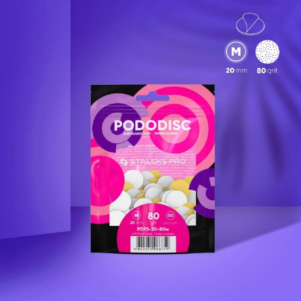 STALEKS PRO PODODISC M 20mm 80 Grit PDFS-20-80w ανταλλακτικά pads ποδολογικού δίσκου σε συσκευασία