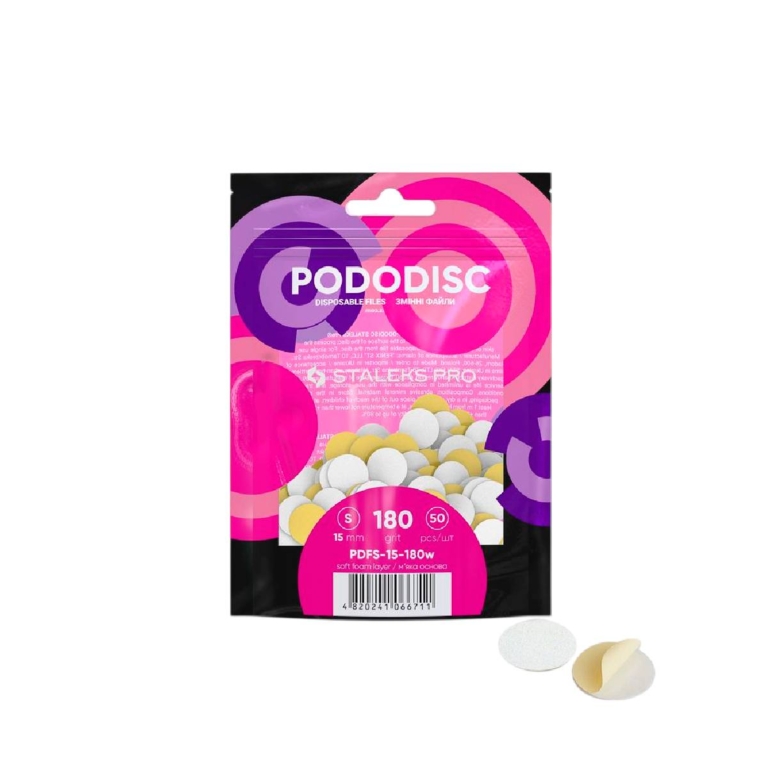 STALEKS PRO Ανταλλακτικά Pads PODODISC S 15mm 180 Grit PDFS-15-180w σε συσκευασία 50 τεμαχίων