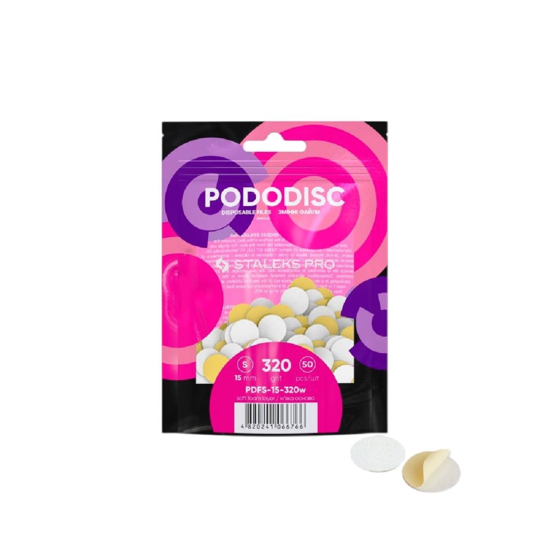 STALEKS PRO Ανταλλακτικά Pads PODODISC S 15mm 320 Grit PDFS-15-320w σε συσκευασία 50 τεμαχίων