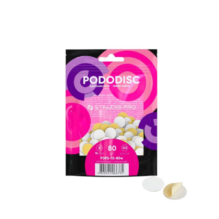 STALEKS PRO Ανταλλακτικά Pads PODODISC S 15mm 80 Grit PDFS-15-80w σε συσκευασία 50 τεμαχίων