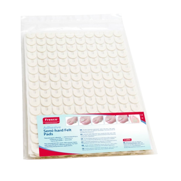 Συσκευασία Fresco Horseshoe Felt Pad με 600 αυτοκόλλητα επιθέματα τσόχας σε σχήμα πετάλου μέγεθος S