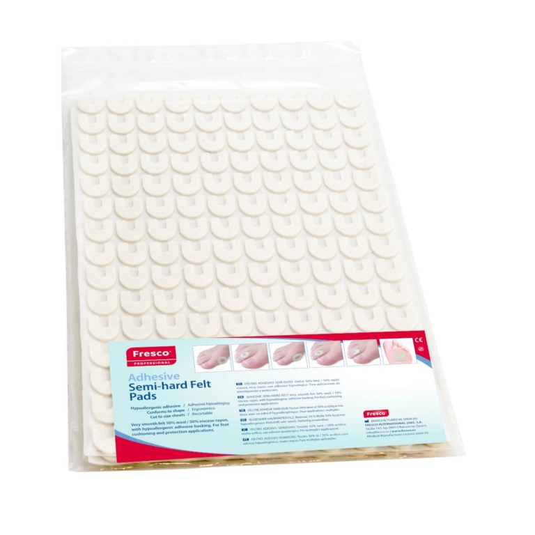 Συσκευασία Fresco Horseshoe Felt Pad με 600 αυτοκόλλητα επιθέματα τσόχας σε σχήμα πετάλου μέγεθος S