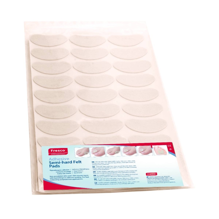 Συσκευασία Fresco Kidney Felts Pads με 64 αυτοκόλλητα ανατομικά επιθέματα ποδολογίας τσόχας μέγεθος L