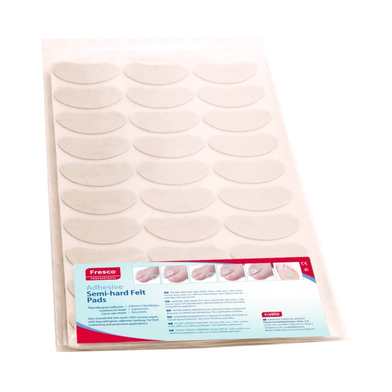 Συσκευασία Fresco Kidney Felts Pads με 120 αυτοκόλλητα ανατομικά επιθέματα ποδολογίας τσόχας μέγεθος M