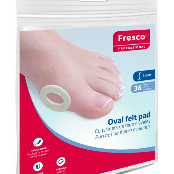 Συσκευασία Fresco Oval Felt Pad 2mm με 36 οβάλ αυτοκόλλητα επιθέματα τσόχας μέγεθος L