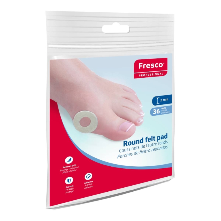 Συσκευασία Fresco Round Felt Pad 2mm με 36 στρογγυλά αυτοκόλλητα επιθέματα τσόχας μέγεθος L