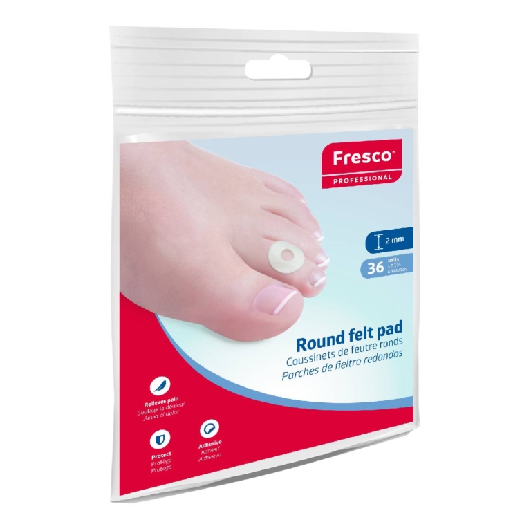 Συσκευασία Fresco Round Felt Pad 2mm με 36 στρογγυλά αυτοκόλλητα επιθέματα τσόχας μέγεθος S