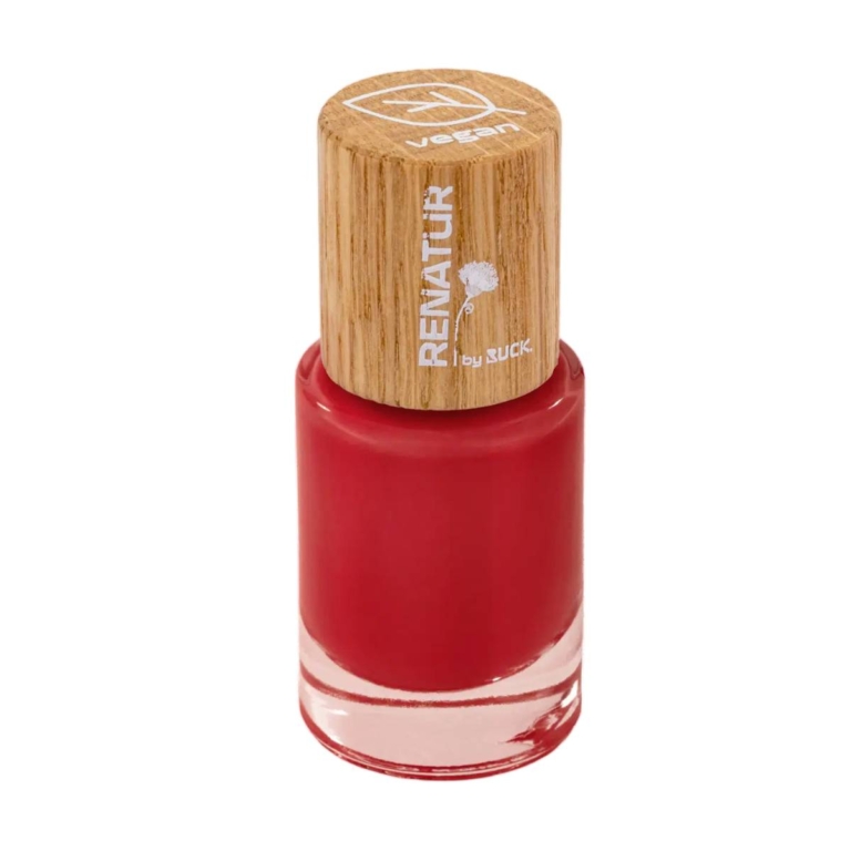 RENATUR by RUCK βερνίκι νυχιών Amaryllis 10 ml σε βαθιά κόκκινη απόχρωση με ξύλινο καπάκι