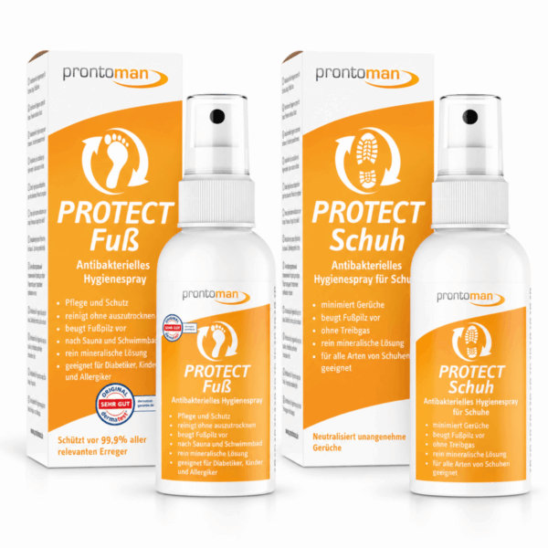 Prontoman PROTECT σετ με PROTECT Fuß και PROTECT Schuh, δύο συσκευασίες και δύο φιάλες spray