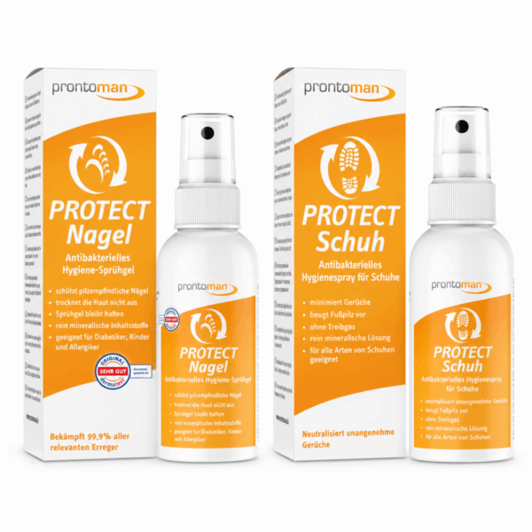 Prontoman PROTECT σετ με PROTECT Nagel και PROTECT Schuh, δύο συσκευασίες και δύο φιάλες