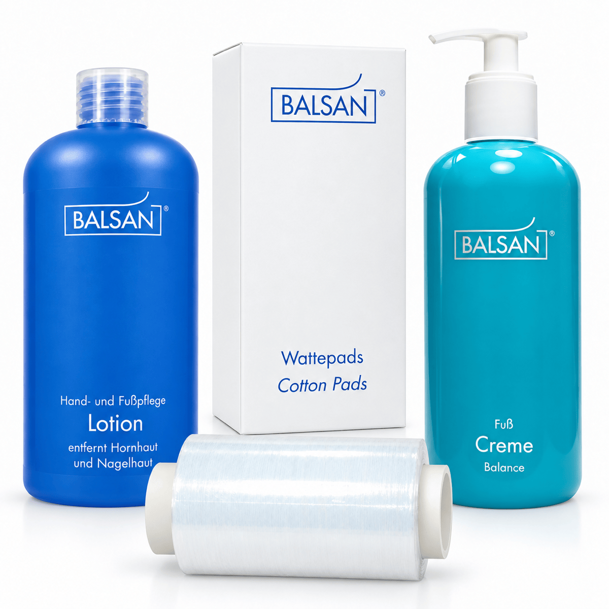 balsan-set-krema-balsan-set-001 Σετ BALSAN με λοσιόν 500ml, κουτί βαμβακερών επιθεμάτων, ένα ρολό μεμβράνης και κρέμα Balance 500ml