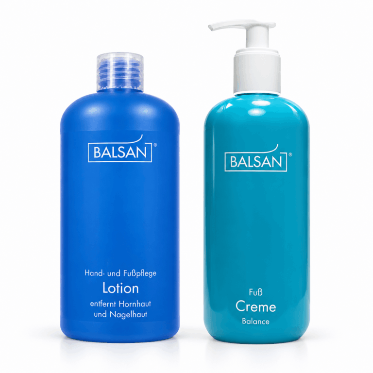 Σετ BALSAN με μπλε λοσιόν 500ml και κρέμα Balance 500ml με λευκή αντλία