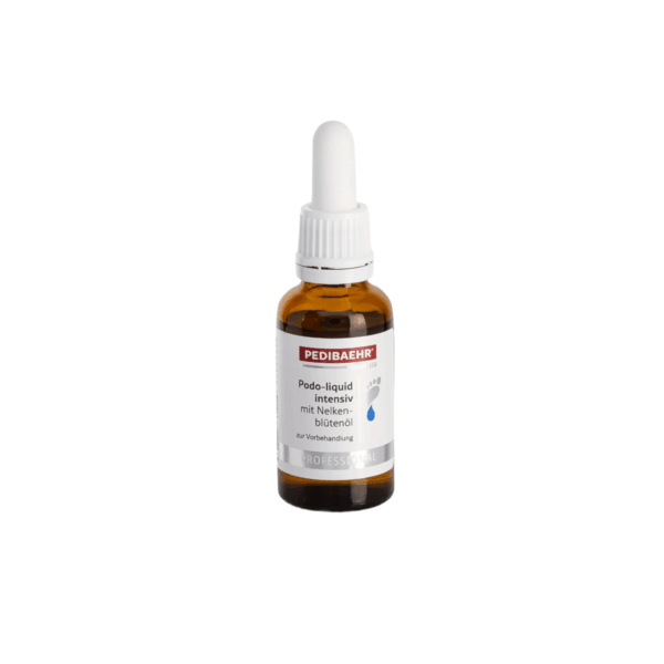 Φιαλίδιο PEDIBAEHR Podo-liquid intensiv 30ml με λευκή πιπέτα.